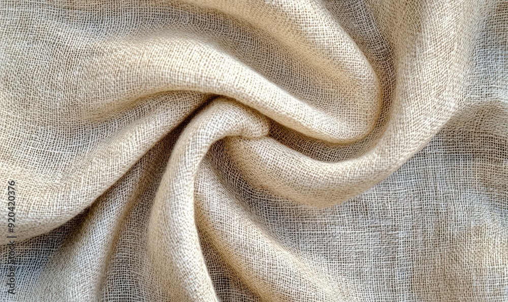 Beige Woven Fabric Texture with Swirls and Wrinkles Beige Woven Fabric Texture with Swirls and Wrinkles