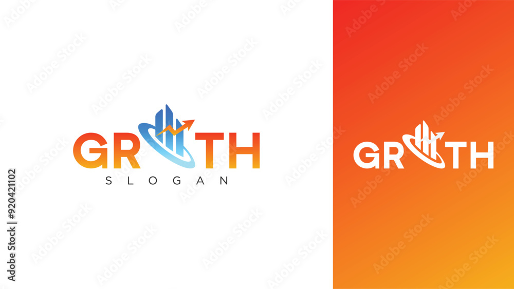Obraz premium Growth Logo with the symbol representing the success and growth icon in vector art template 