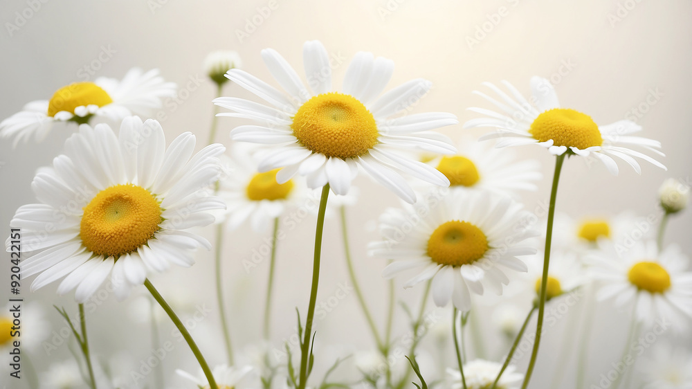 Fototapeta premium chamomile flowers, highlighting the delicate white petals and vibrant yellow centers