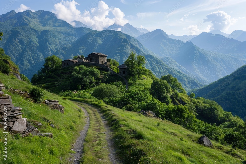 Obraz premium Trekking escapes to historical landmarks offer adventurous journeys through scenic landscapes, leading to significant and storied destinations.