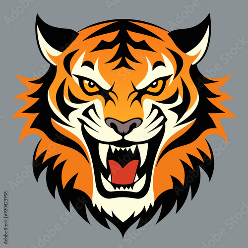 Tiger grin on gray background - SVG file