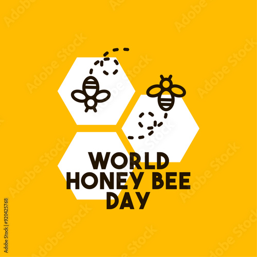 Vector Illustration of World Honey Bee Day. Observed every third Saturday in August. photo