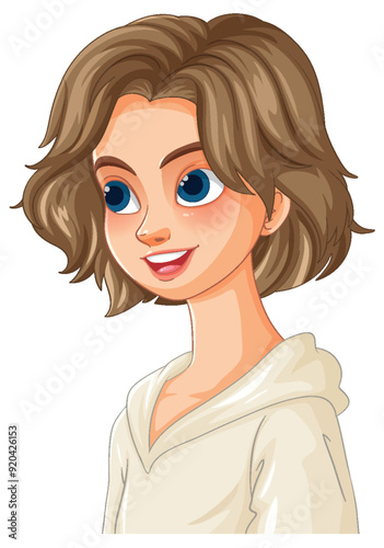 Smiling Woman in White Hoodie