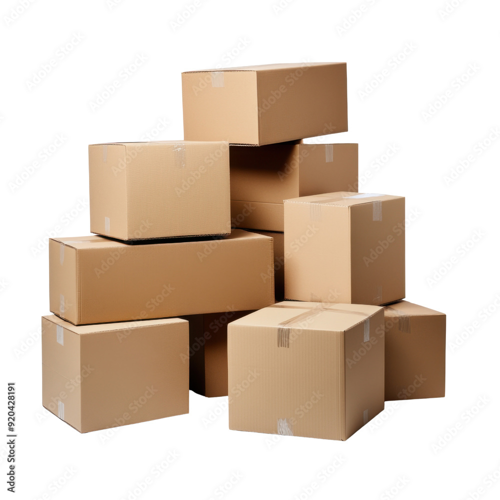 A stack of brown cardboard boxes in various sizes A stack of brown cardboard boxes in various sizes