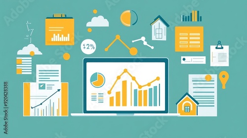 Laptop Displaying Business Growth and Data Analysis