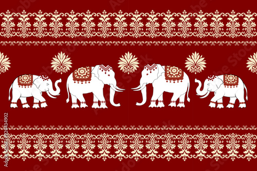 A seamless background featuring elephants silhouettes, perfect for seasonal cards and festive designs,elephants pattern,traditional ethnic, fabric pattern for textiles, rugs, wallpaper, clothing