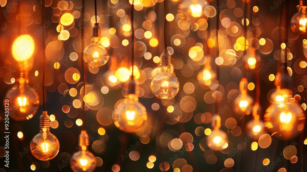 An exquisite and captivating display of shimmering hanging lights that create a warm, enchanting atmosphere An exquisite and captivating display of shimmering hanging lights that create a warm, enchanting atmosphere