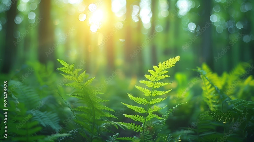 Ferns in the forest, green plants, nature background Ferns in the forest, green plants, nature background