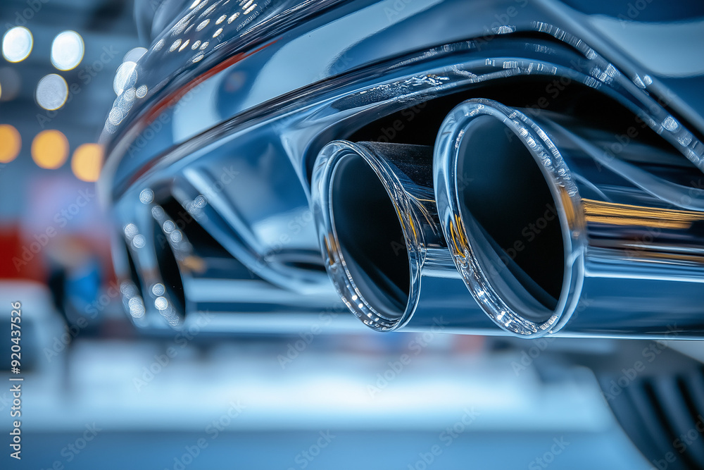 Close up exhaust pipe muffler of powerful super car. Close up exhaust pipe muffler of powerful super car.