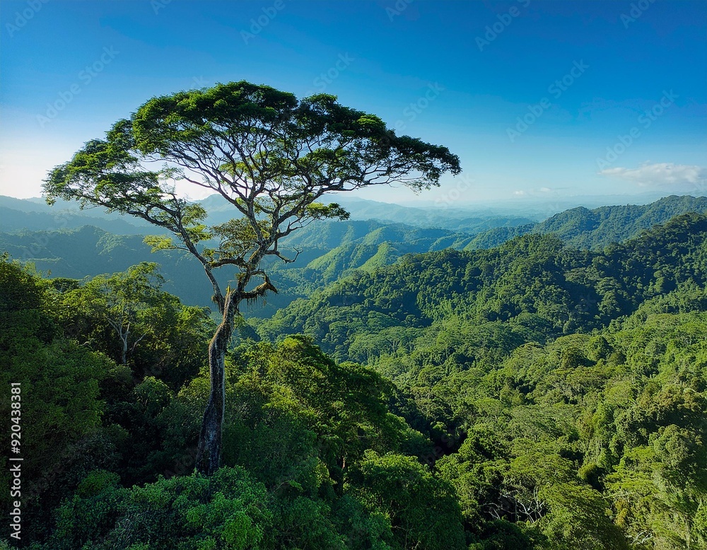 Photo of a large tree in a tropical rainforest Photo of a large tree in a tropical rainforest