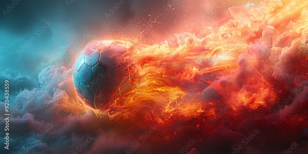 Soccer Ball on Fire in the Sky