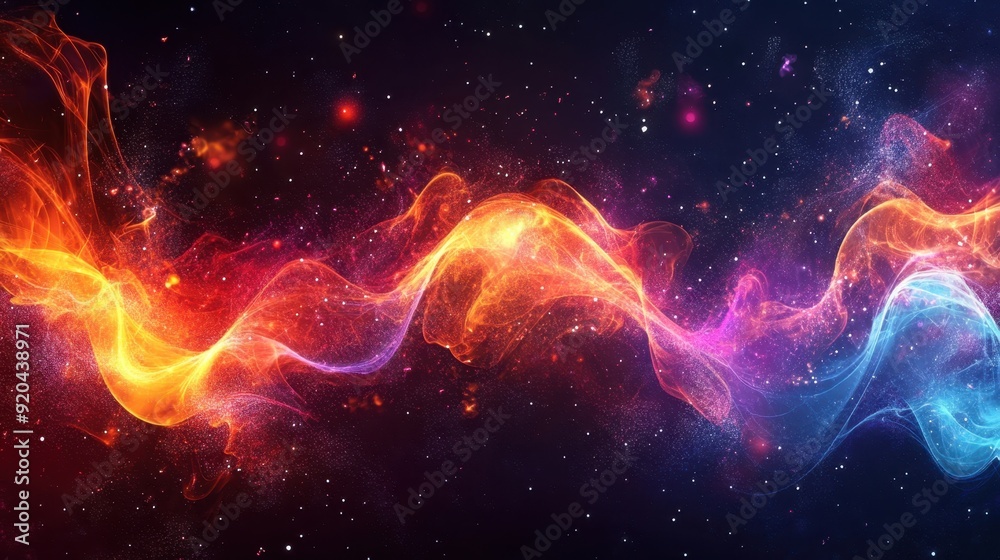 Obraz premium Vibrant Music Energy - Abstract Sound Waves and Musical Elements with Dynamic Colors and Flowing Lines