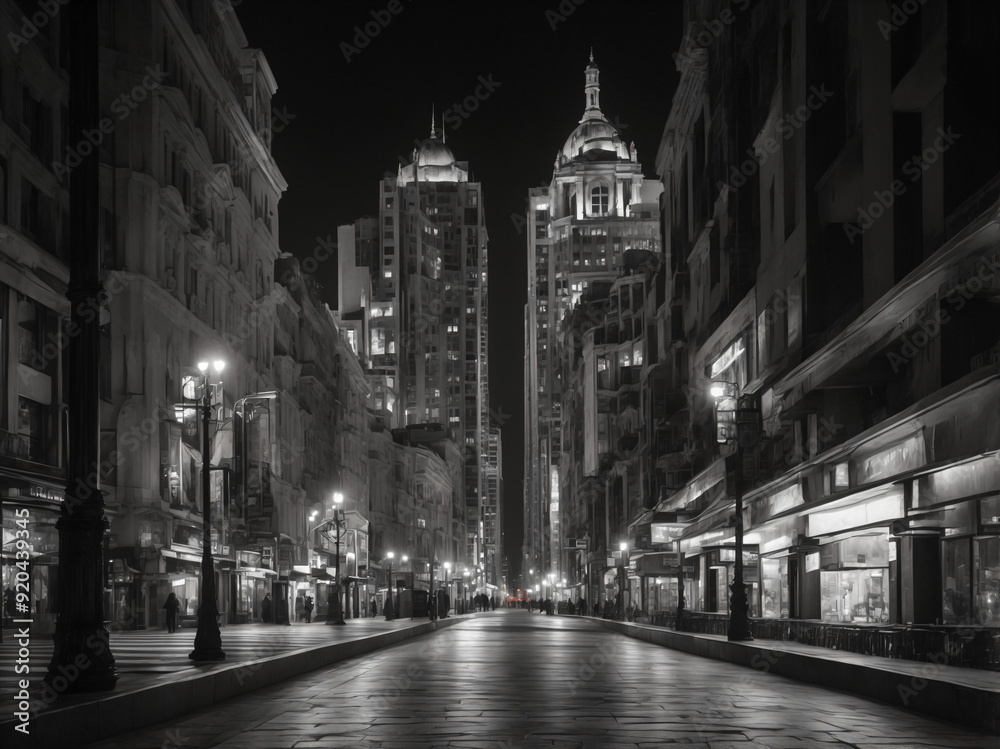 Obraz premium black-and-white cityscape