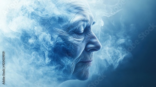 World Alzheimer's Day Banner with Elderly Face Dissolving into Gradient