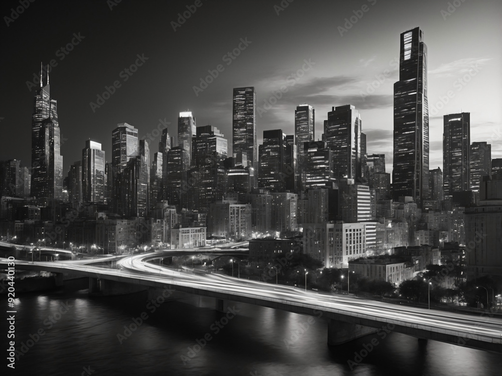 Obraz premium black-and-white cityscape