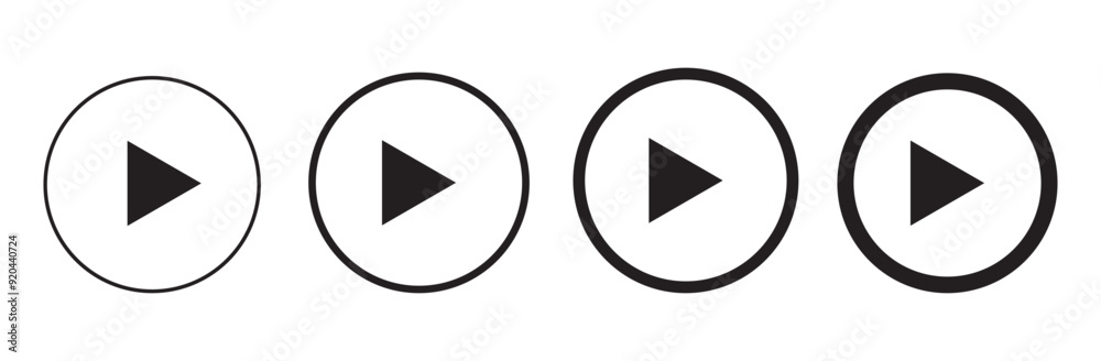 Play button icon set. Start symbol vector illustration isolated. Web media interface play sign. Play button icon set. Start symbol vector illustration isolated. Web media interface play sign.