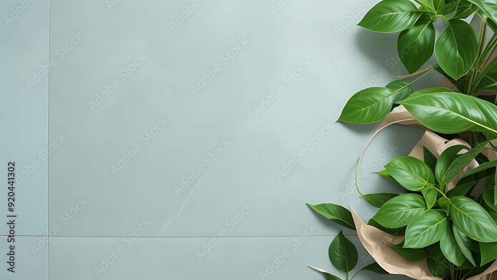 Tropical leaf frame on green background with copy space. Flat lay. Top view. Tropical leaf frame on green background with copy space. Flat lay. Top view.