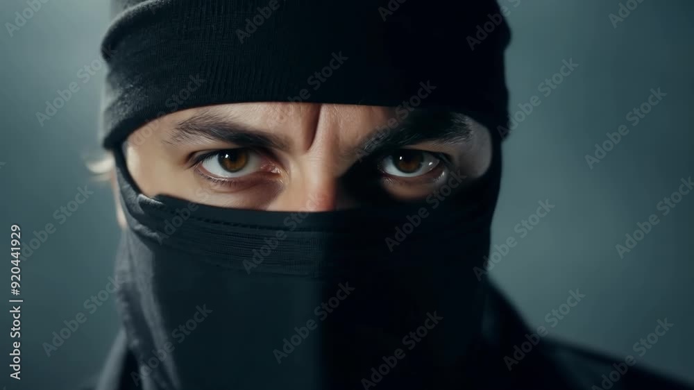 The intense concentration of a ninja as they carefully plan their next move.