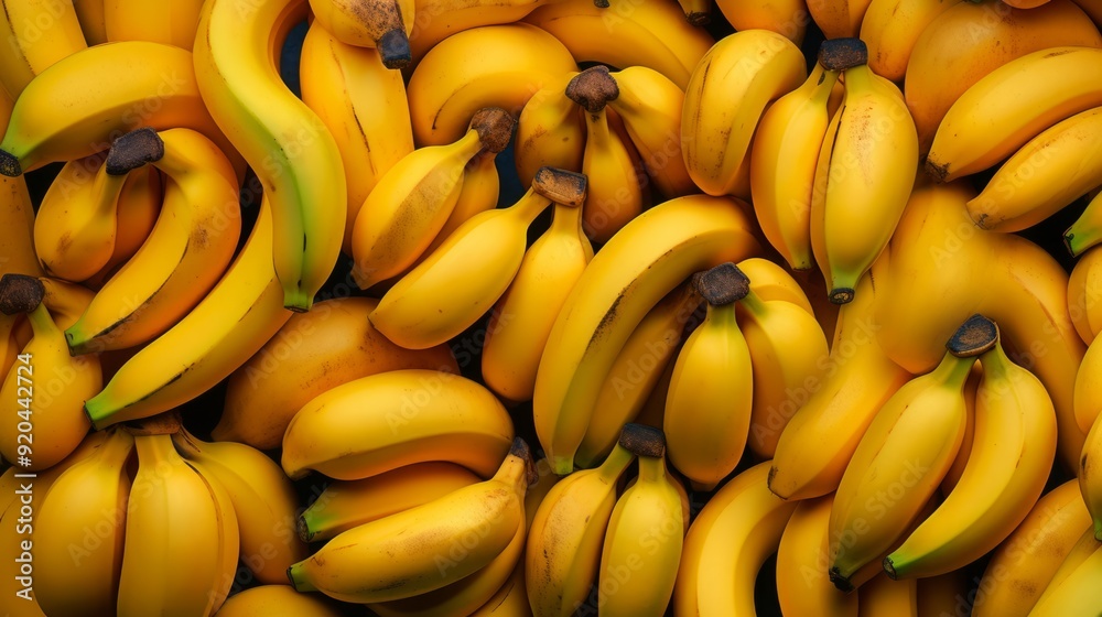 Fresh banana yellow background. ai generated art image