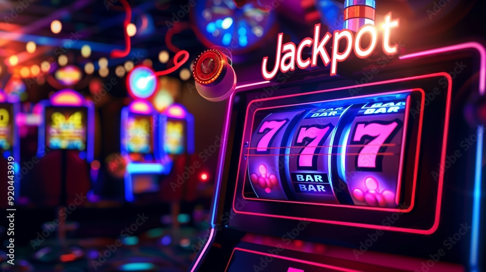Casino gambling slot machine jackpot winner, big win 777 casino slots photo background concept. Generative AI Casino gambling slot machine jackpot winner, big win 777 casino slots photo background concept. Generative AI