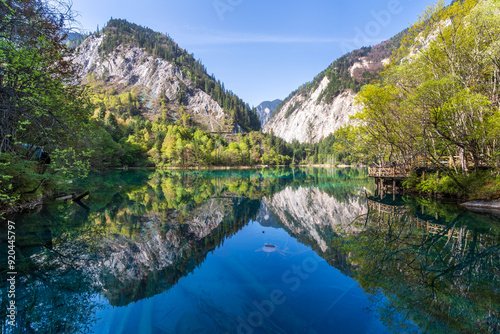 Five Flower Lake in Jiuzhai Valley National Park, Sichuan, China photo
