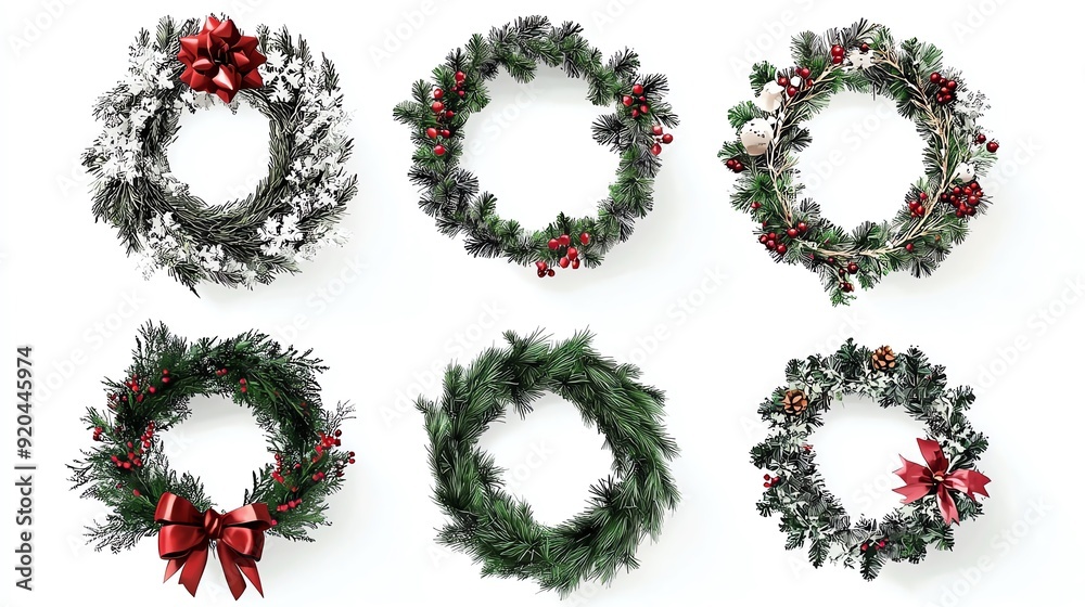 Wreath set Stickers , isolated on a white background, 3D realistic High quality image files,, Wreath set Stickers , isolated on a white background, 3D realistic High quality image files,,