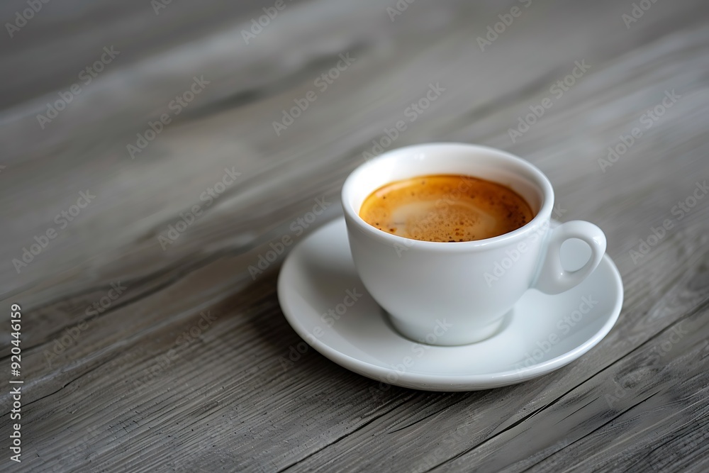 A cup of espresso on a rustic wooden table. A cup of espresso on a rustic wooden table.