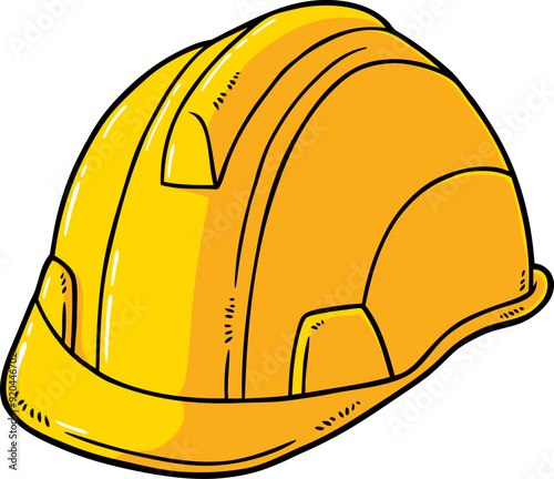 Vector Cartoon Hand Drawn Yellow Workers Hard Hat