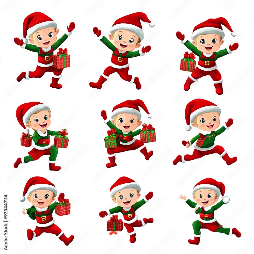 Elf Christmas sticker set, playful and 3D realistic High quality image files, design, ideal for holiday crafts, Elf Christmas sticker set, playful and 3D realistic High quality image files, design, ideal for holiday crafts,