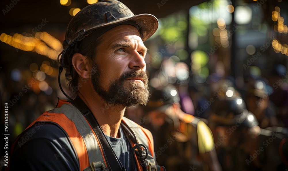 Bearded Man Wearing Hard Hat Bearded Man Wearing Hard Hat