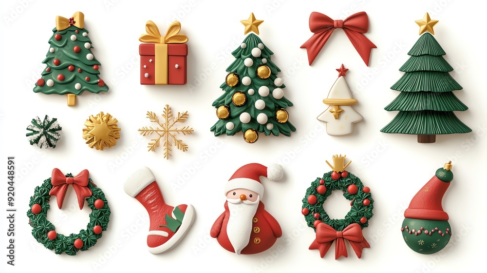 Random Christmas set Stickers , isolated on a white background, 3D realistic High quality image files,, Random Christmas set Stickers , isolated on a white background, 3D realistic High quality image files,,