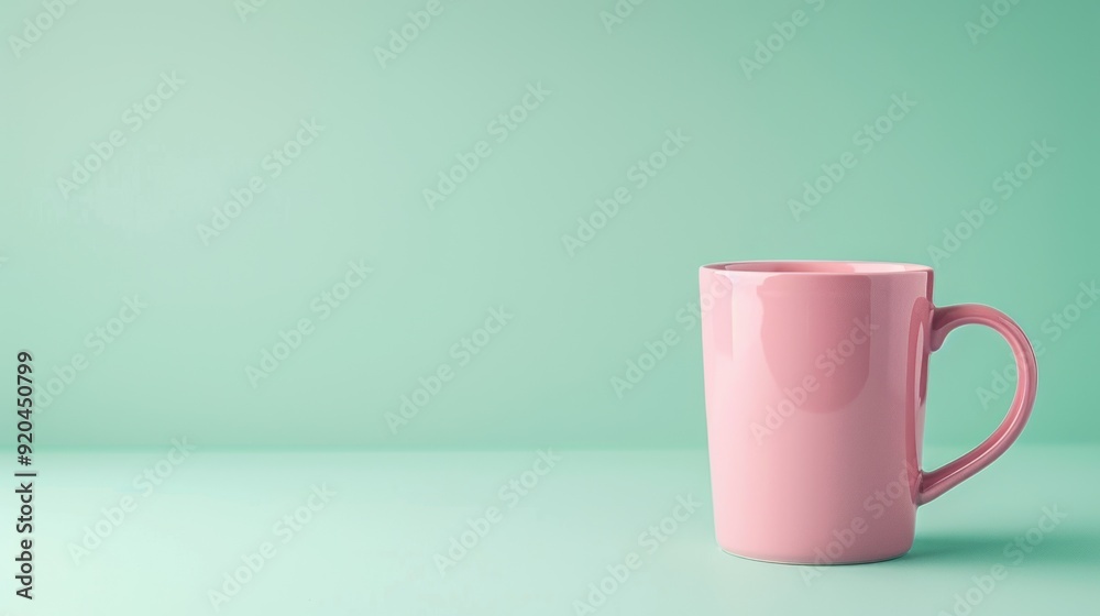 Pink Mug on Mint Green Background Pink Mug on Mint Green Background