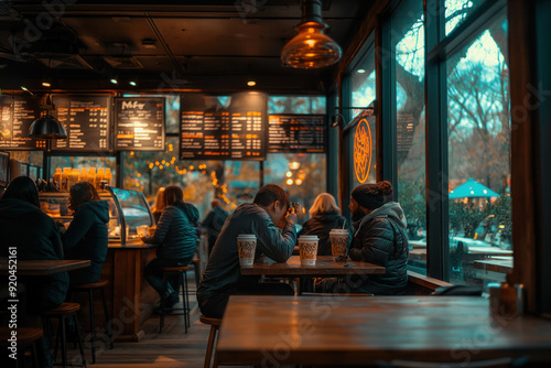 Cafe interior with people