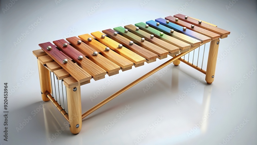 rendering of a xylophone instrument, musical, percussion, xylophone, instrument, music, sound, colorful, wood, bars