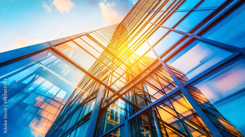 Modern Glass Skyscraper Building with Sky and Clouds. Modern Glass Skyscraper Building with Sky and Clouds.