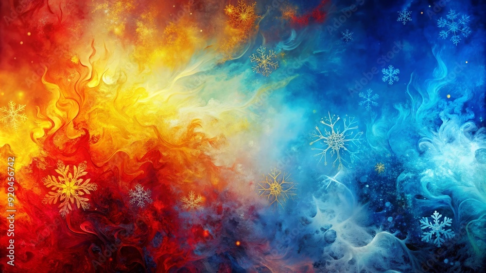 painting with hot and cold decoration on empty background, abstract art studio with blue, red, yellow gradient blur pattern painting with hot and cold decoration on empty background, abstract art studio with blue, red, yellow gradient blur pattern
