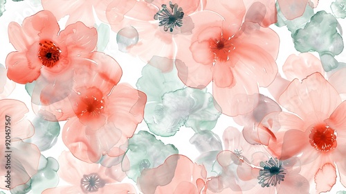 Delicate floral watercolor repeating design in gentle pastel hues, ideal for cosmetic items or similar applications.