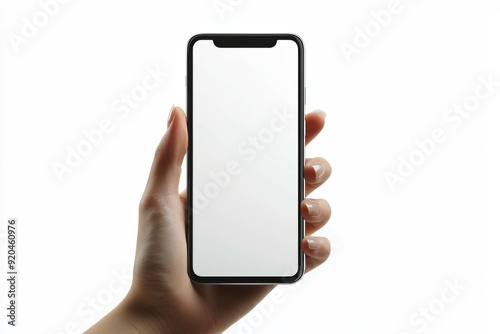 Blank Smartphone Mockup on Hand created with Generative AI