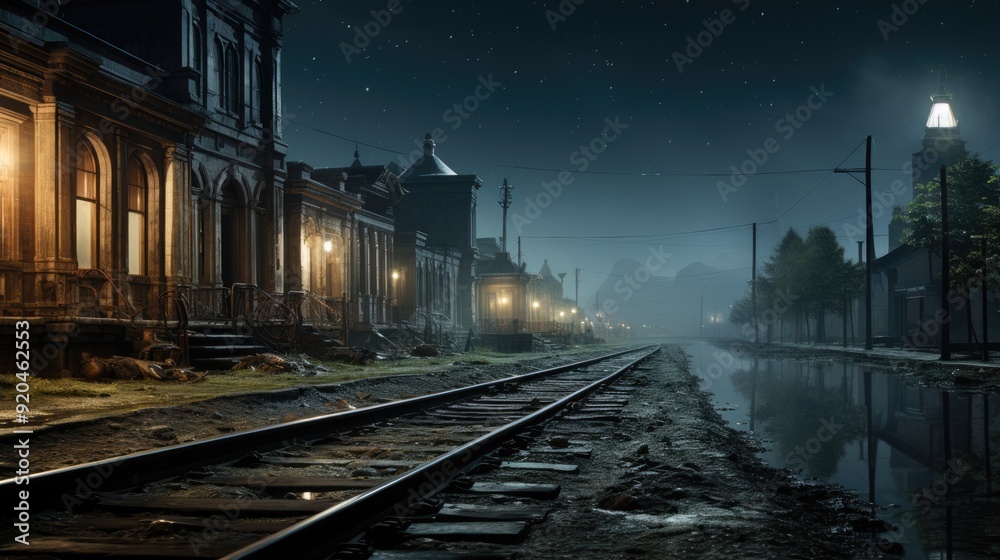 Fototapeta premium Beautiful at night landscape background scenery