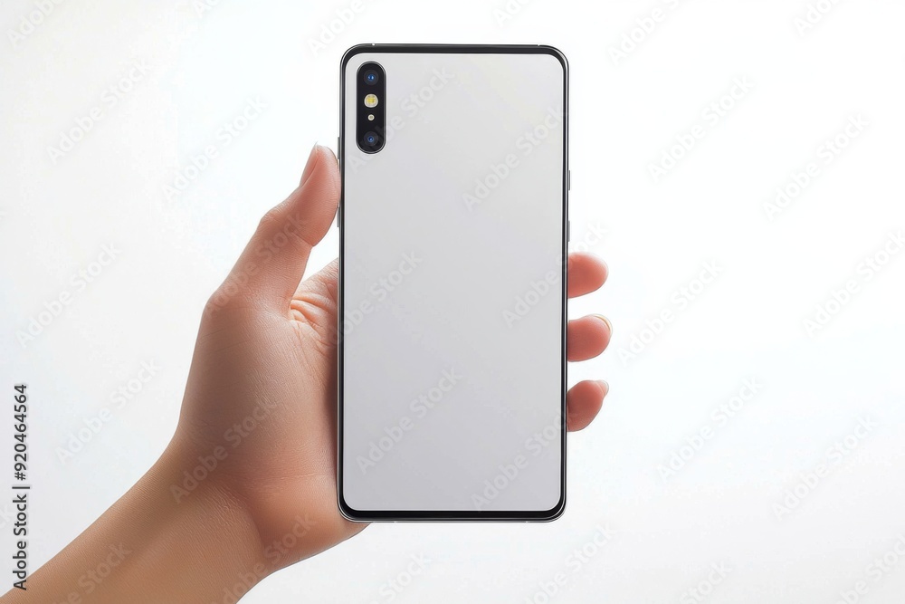 Blank Smartphone Mockup on Hand created with Generative AI Blank Smartphone Mockup on Hand created with Generative AI