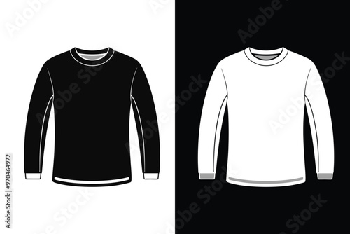 Black and white Color unisex Long Sleeve T shirt Mock up 