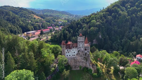 Wallpaper Mural Flying over a castle build on a cliff near Bran village in Transylvania, Romania Torontodigital.ca