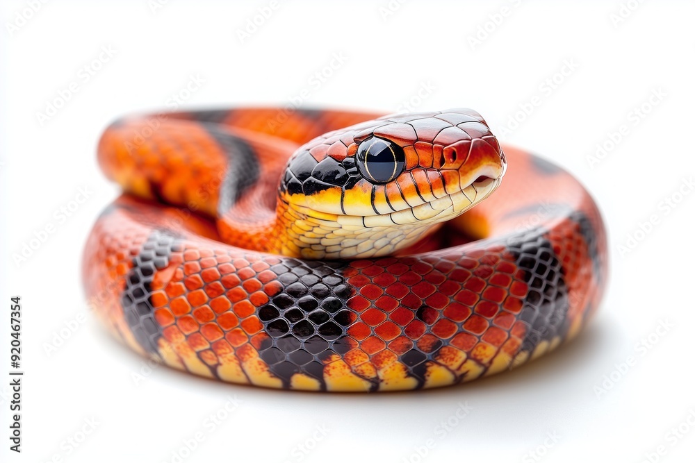 Naklejka premium Red black striped snake isolated on white background