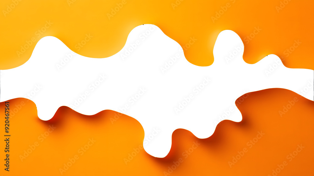 A bold abstract background with a central hole in the shape of a puzzle piece on a bright orange paper, frame, PNG film, hole with transparent background