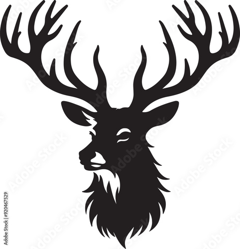 Deer silhouette vector with white background. photo