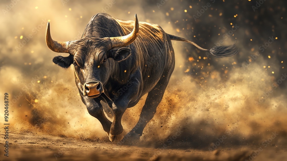 Symbolic bull charging forward, representing bullish sentiment, successful trading strategies, and the pursuit of rewards Symbolic bull charging forward, representing bullish sentiment, successful trading strategies, and the pursuit of rewards