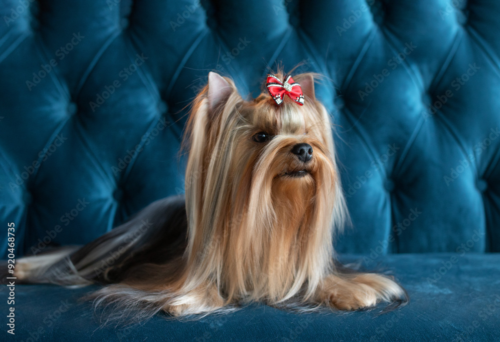 Naklejka premium yorkshire terrier on a black background