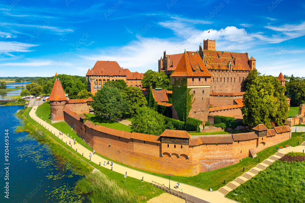 The Castle of the Teutonic Order in Malbork by the Nogat river. Poland