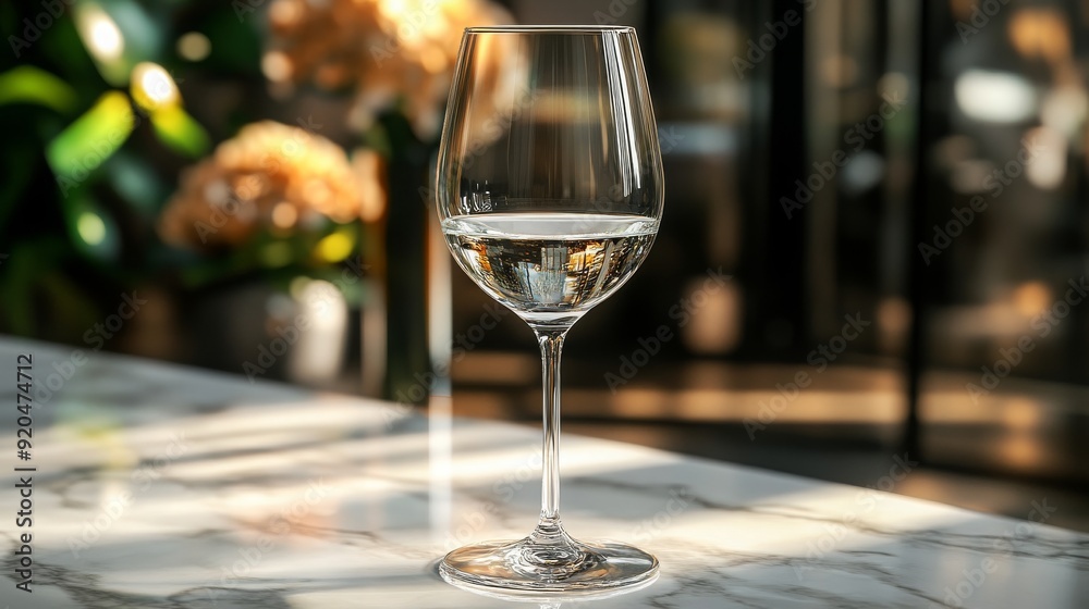 Obraz premium Opulent crystal wine glass on marble, the essence of sophistication.