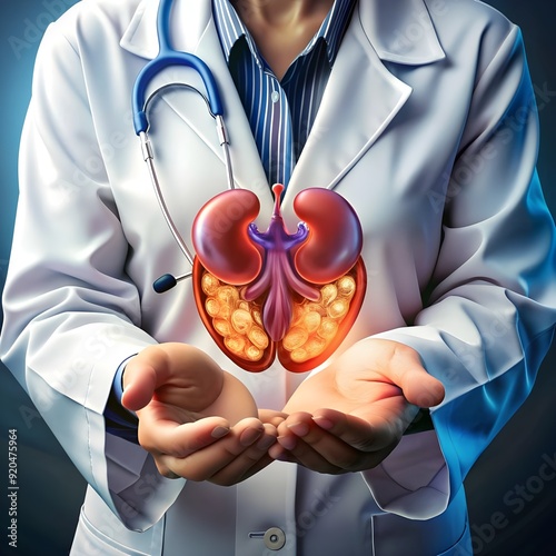 a doctor holding human kidney model in her hands